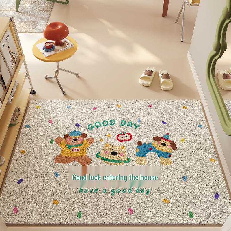 Cute Cartoon Non-Slip Entrance Mat - Dirt-Resistant, Cuttable Coil Design