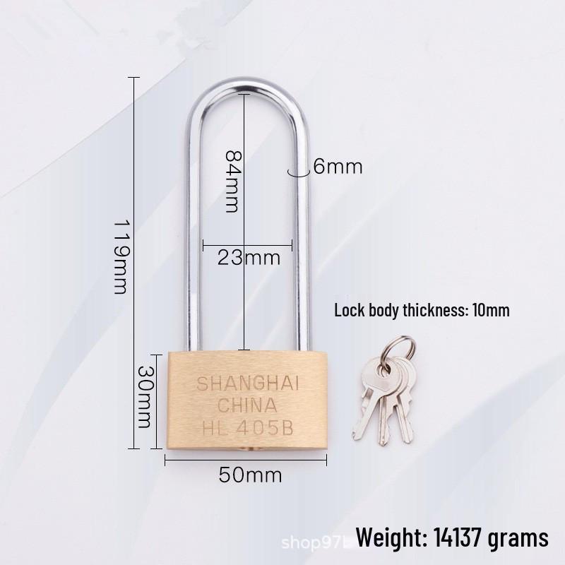 Medium-Thick Brass Padlock for Cabinets and Dormitories - Long/Short Shackle Options
