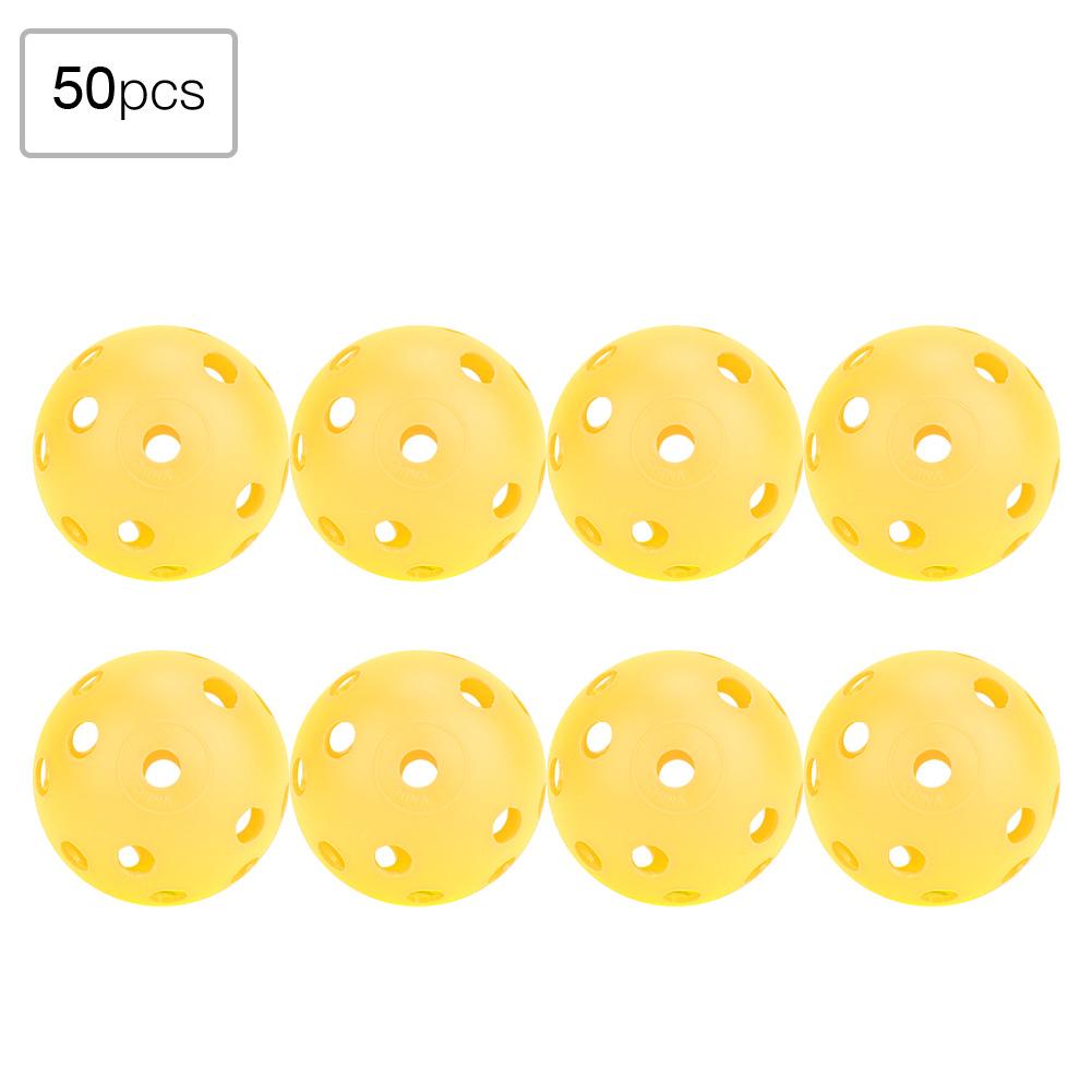 50 ks Jednobarevné duté míčky na golf pro nácvik proudění vzduchu, Vnitřní golfové míčky pro děti (Žlutá)