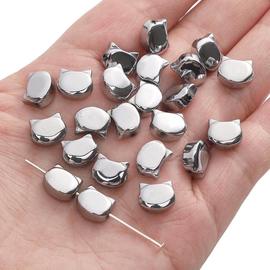 10Pcs Special Shiny Colors Crystal Glass Cute Cat Head Shape Charm Beads for Necklace Bracelet Earring DIY Jewelry Making