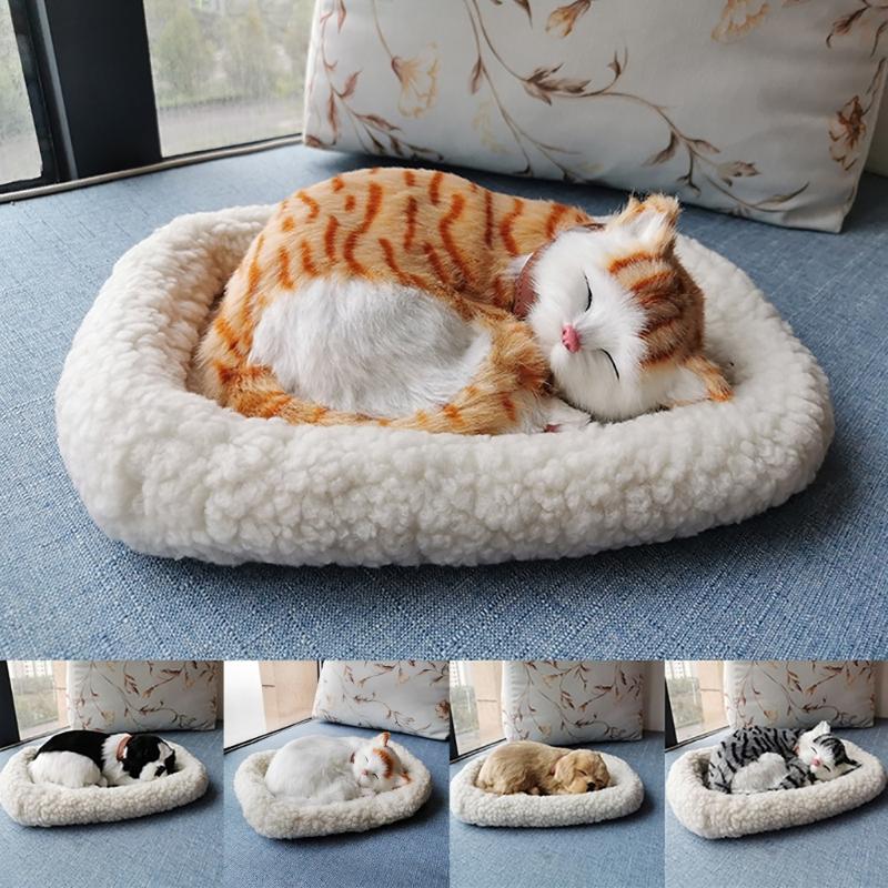 Plush Breathing Animal with Mat Simulation Furry for Doll Kids Boys Girls Childern Birthday Festival Gift Cute Present
