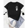 Letter Q Print T-Shirt, Casual Crew Neck Short Sleeve T-Shirt, Women's Plus Size Clothing