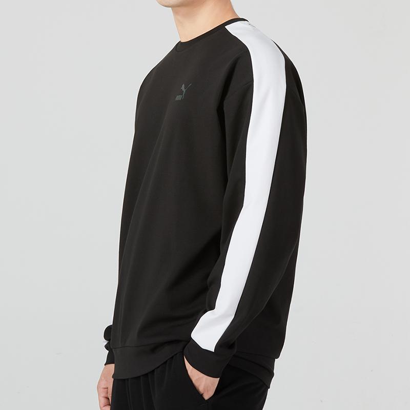 PUMA Colorblock Logo Sport Casual Crew Neck Sweatshirt Unisex Tops Black 538830-56