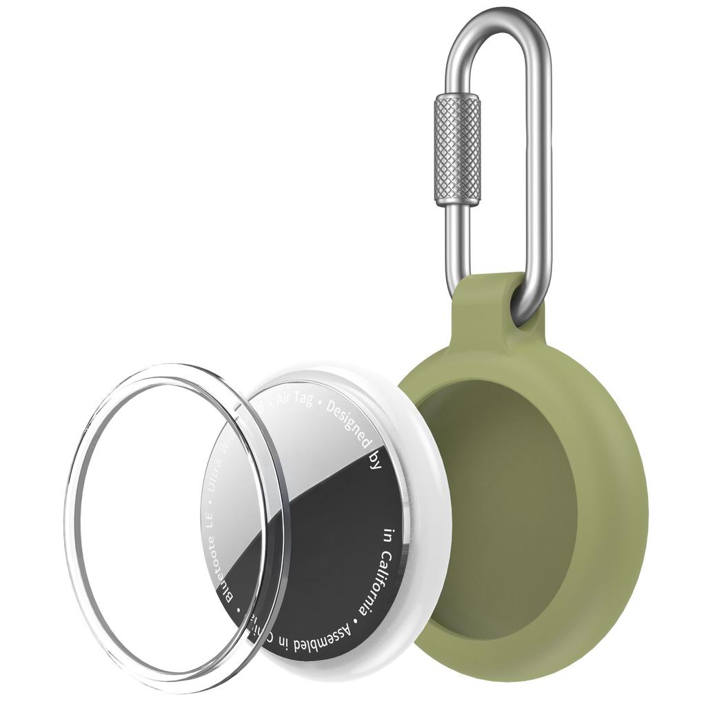 CT32 For Apple AirTag Waterproof TPU Case Carbon Fiber Texture Protective Cover with Stainless Steel Buckle