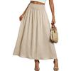 Women's Fashion Casual Color Pocket High Waist Loose Flared Midi Skirt