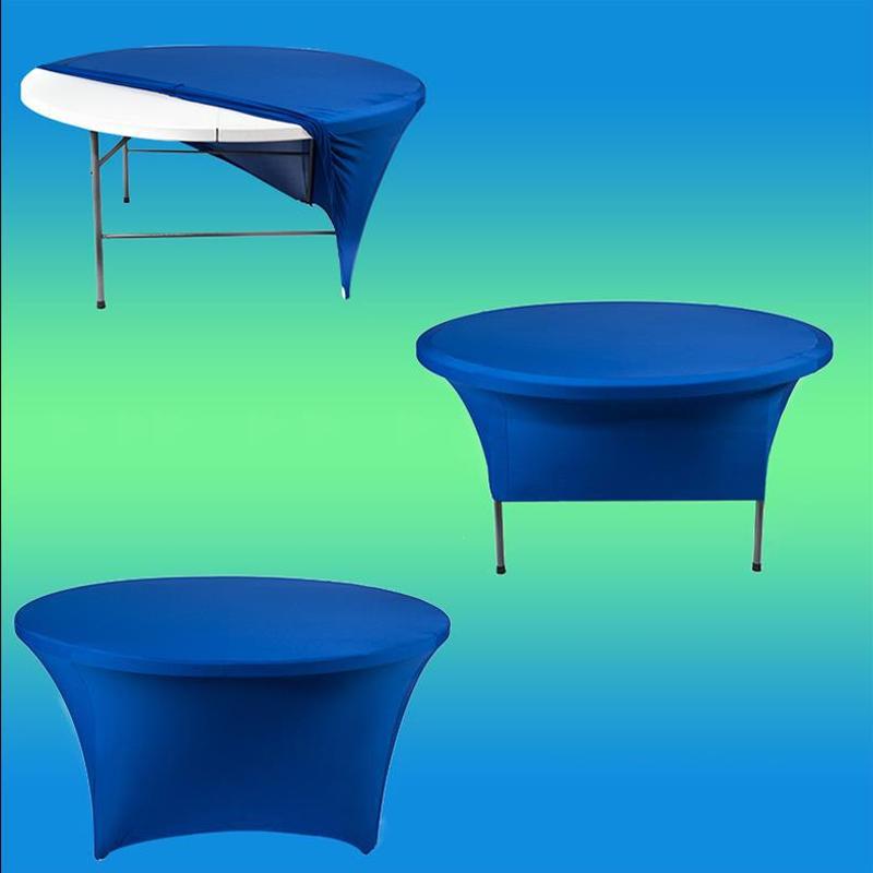 1PC Table Cover Solid Color Table Mat Round Tablecloth Elastic For Cocktail table Party Supplies