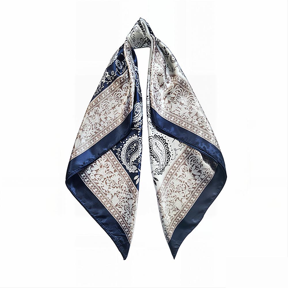 Cashew Silk Paisley Print Women's Headscarf - European & American Style Imitation Silk Color Block Large Scarf