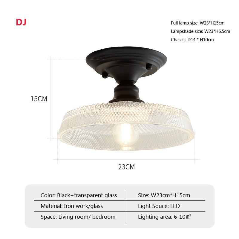 American Retro Ceiling Light Single Head Glass Cover Aisle Lighting Bedroom Corridor Staircase Balcony Creative Decor Lamp