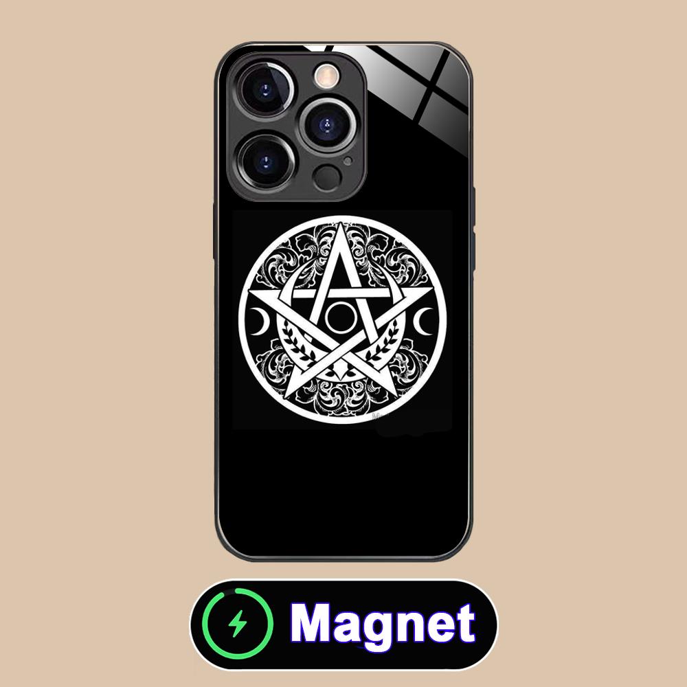 

Aesthetic Pentagram Phone Case for iPhone 17 16 15 14 13 12 11 Air Pro Max Plus Mini Glass MagSafe Cover iPhone 11 Pro Max