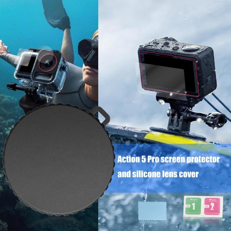 Full Protections Including Tempered Glass Screen Protectors Flexible Camera Lens Caps Durability Housing for Action 5Pro