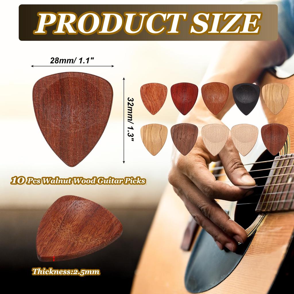 uxcell Wooden Guitar with Storage for and Bass Multicolor Picks, 10-Pack, 2.5mm Groove, Box, Electric, Acoustic, Guitars,