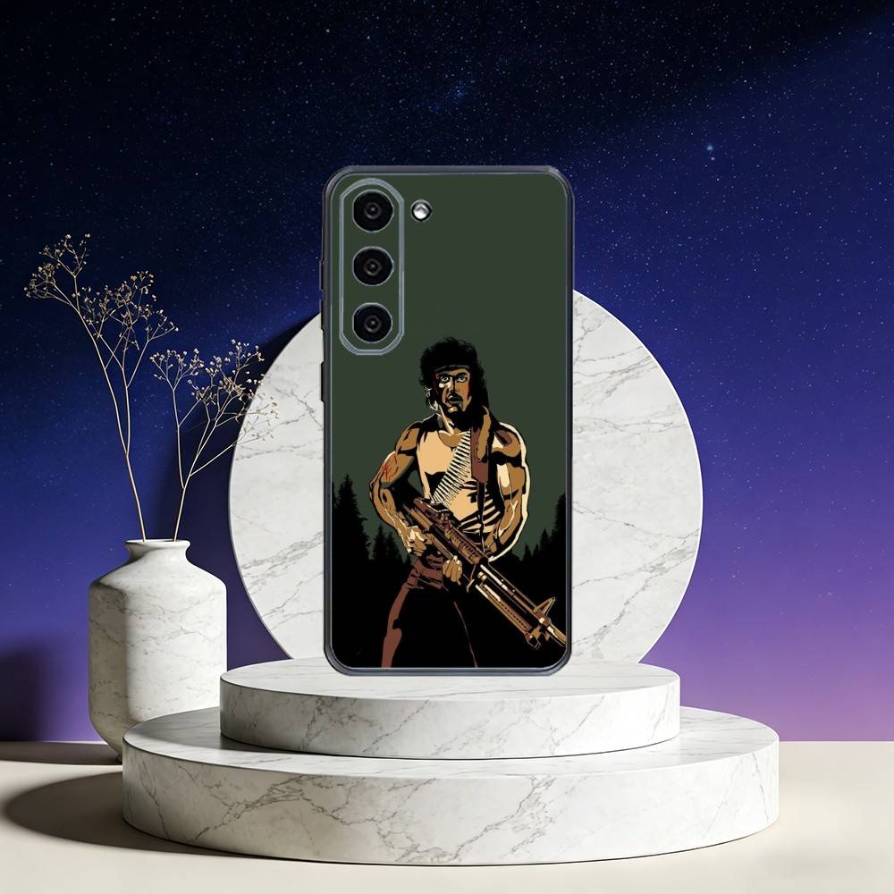J-John Rambo Cool Phone Case For Samsung Galaxy A73,A72,A71,A70,A53,A52,A51,Others Soft Black Cover
