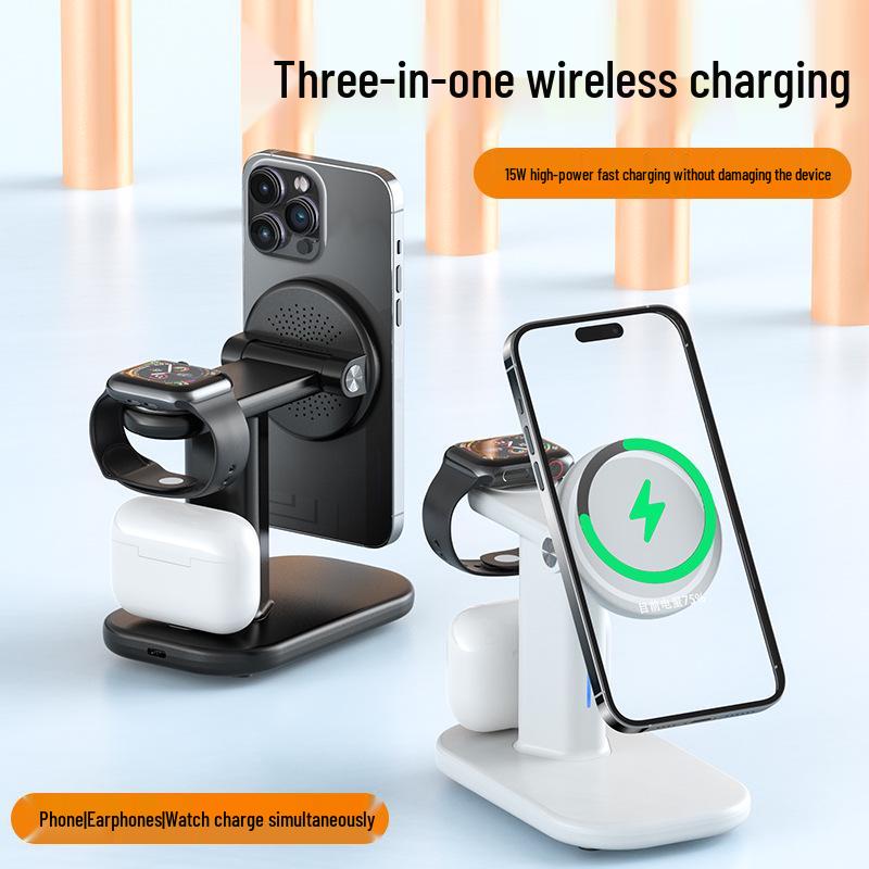 3-in-1 Wireless Charger: Magnetic Stand & 25W Fast Charging for Apple
