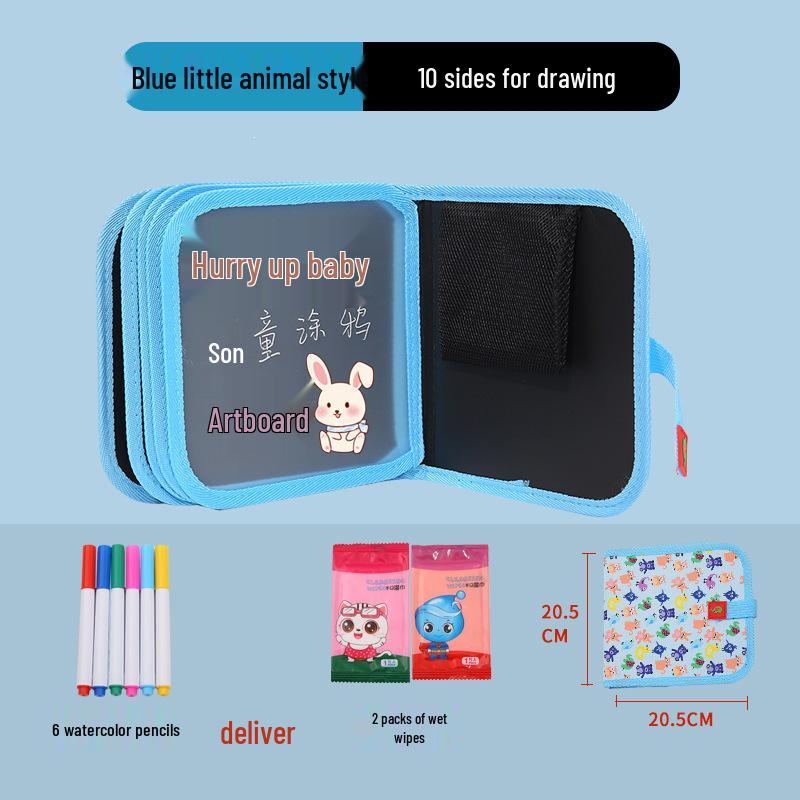 Erasable Children's Cartoon Watercolor Chalk Drawing Board & Coloring Book