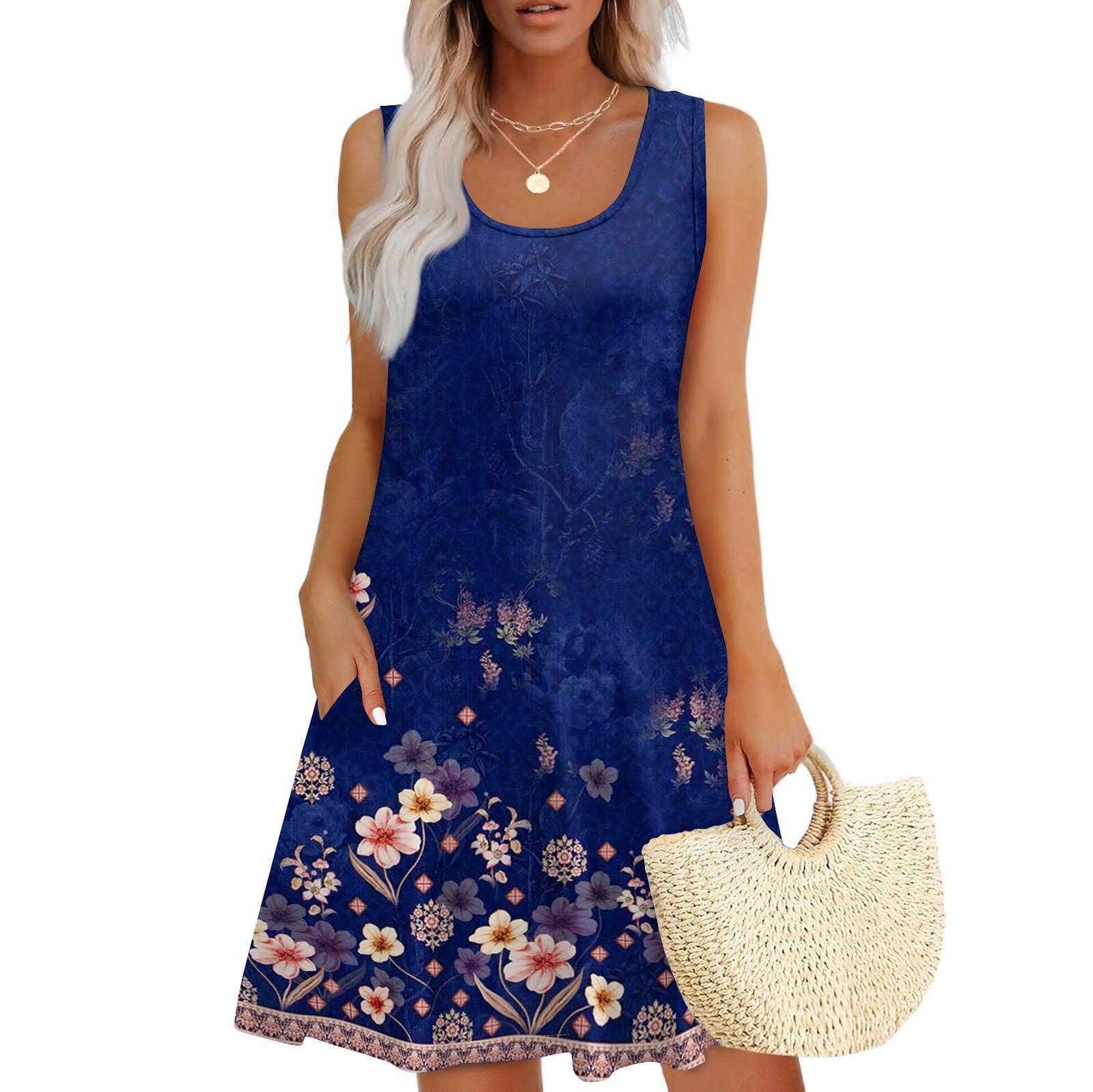 

Женские повседневные платья на каждый день для свиданий с карманами без рукавов свободные платья XL