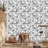 Wallpaper Black and White Roses with Butterflies for Living Room and Bedroom 50x1000