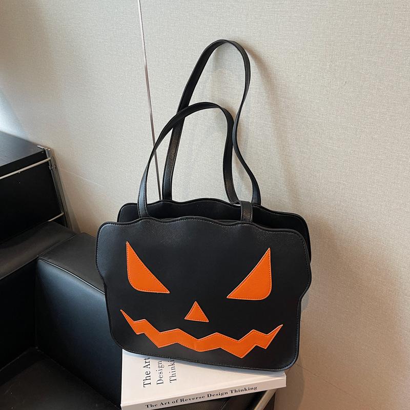 

Странная большая сумка женская новая нишевая универсальная сумка через плечо Хэллоуин забавная сумка-тоут чёрный