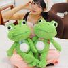 Cuscino Peluche Rana con Fiocco a Scacchi Decorazione per Camera da Letto Bambini Regalo per Bambine