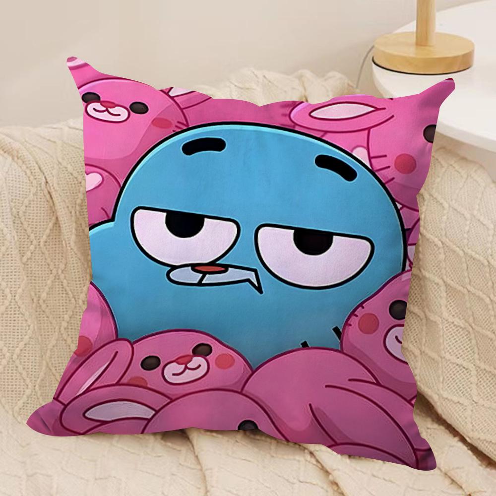 AAmazing World GGumball Cushion Cover Silky Short Plush DoubleSided Printed Pillow Case for Sofa All Seasons Home Decor Gift 30x30cm