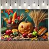 Autumn Harvest Photography Background Truck Fallen Leaves Maple Fruits Pumpkin Sunflower Thanksgiving Party Decor Photo Backdrop10