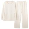 Air Cotton Sandwich Pajamas Women'S Autumn And Winter Cotton Long-Sleeved Thickened And Wearable Loungewear Set