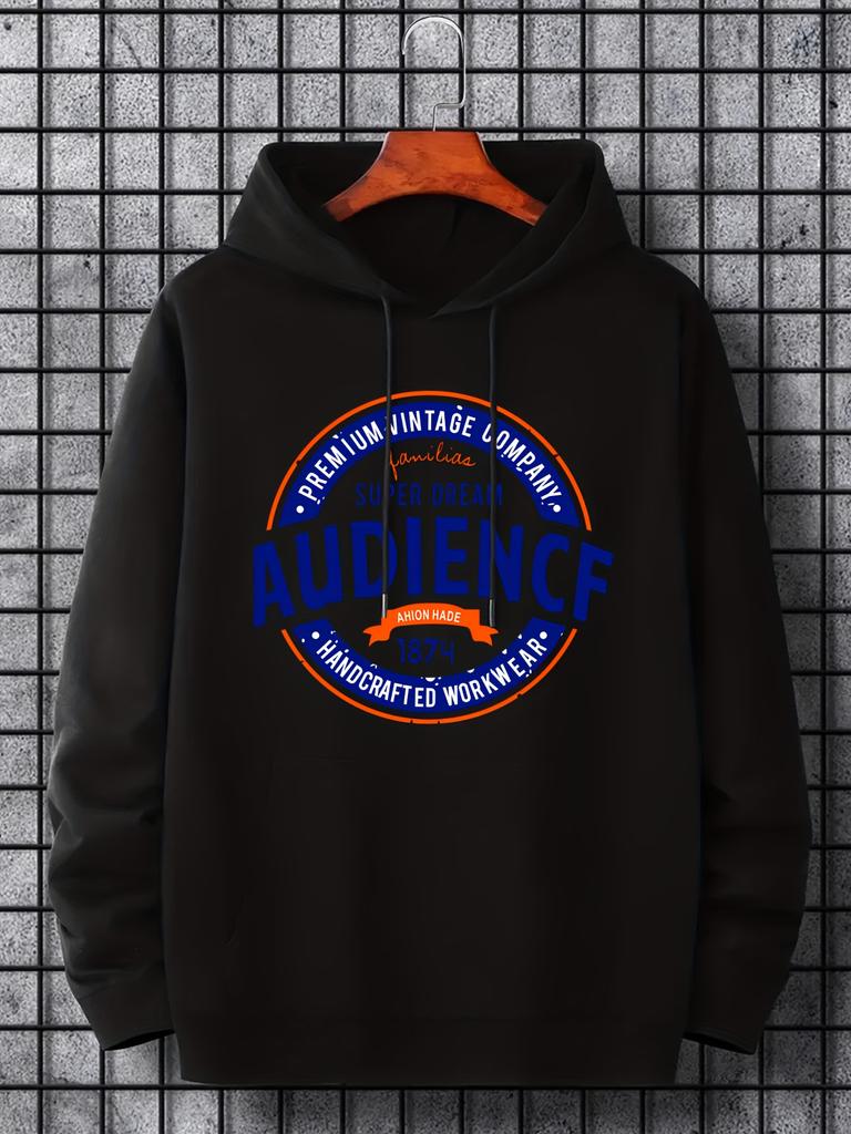 Retro Letter Print hoodie-Casual Pullover Sweatshirt