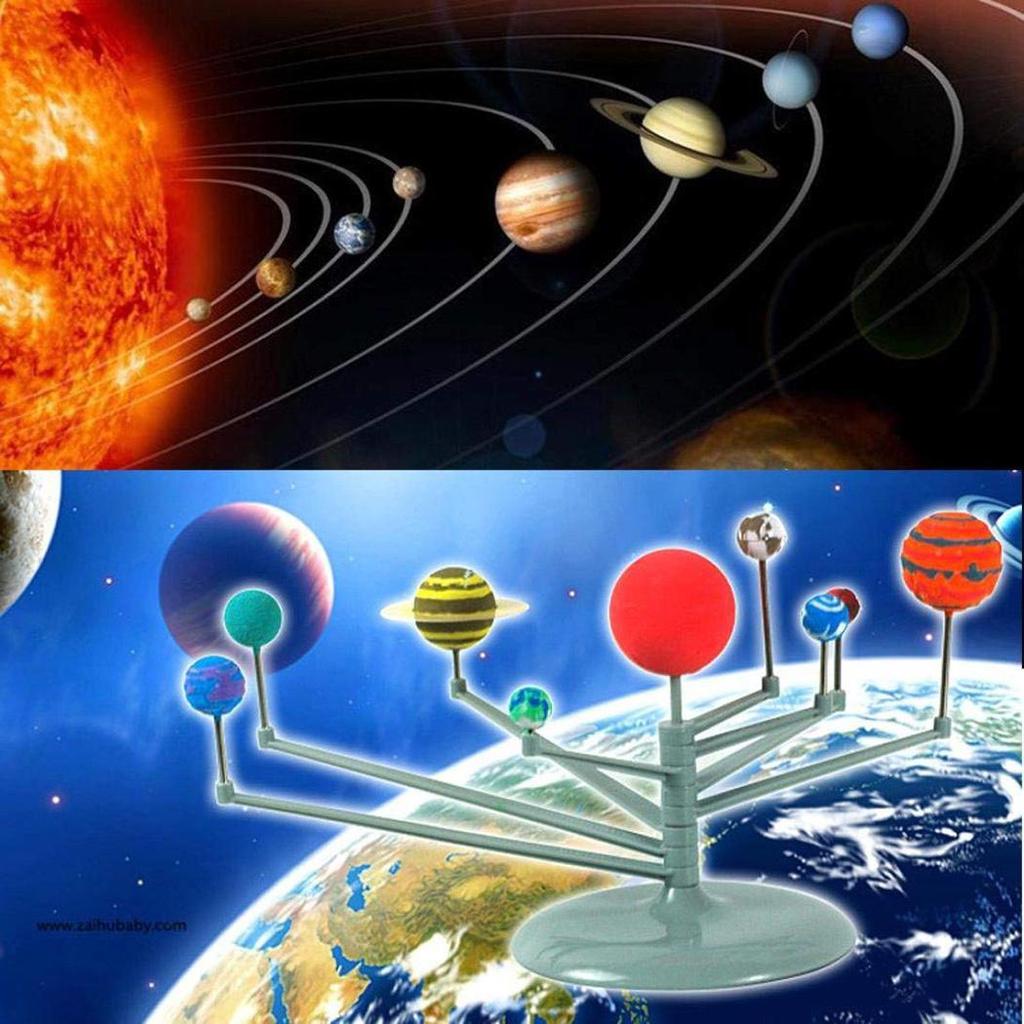 Nine Planets Models Toy Puzzle Assembling Solar System Planetarium DIY Toy Set