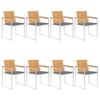 VidaXL Garden Chairs 8 Pcs with Cushions Solid Teak Wood