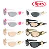 8pcs Heart Style Sunglasses Women Men Y2K Trendy Wrap Around Sports Sun Glasses Goggles Sun Glass Shades Eyewear UV400