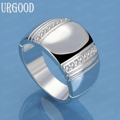 925 Sterling Silver Smooth AAA Zircon Ring Fashion Charm Wedding Jewelry