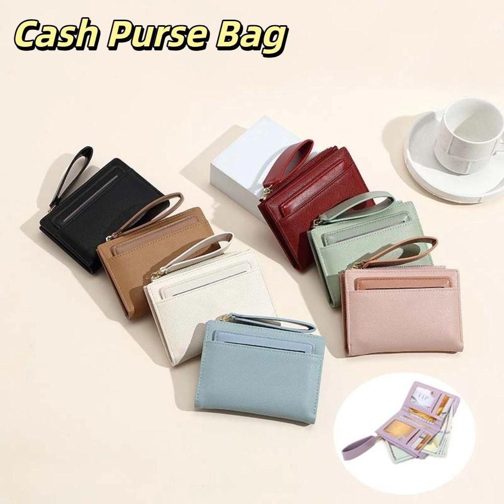 Multifunction Cash Purse Bag PU Leather Two-fold Short Wallets Pocket Purse Wallet  Women Men
