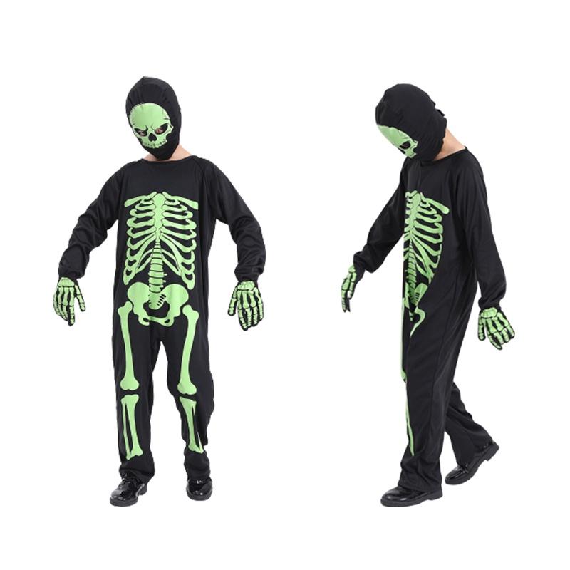 Kids Horror Luminous Skeleton Clothes Classic Halloween Cosplay Costumes Party