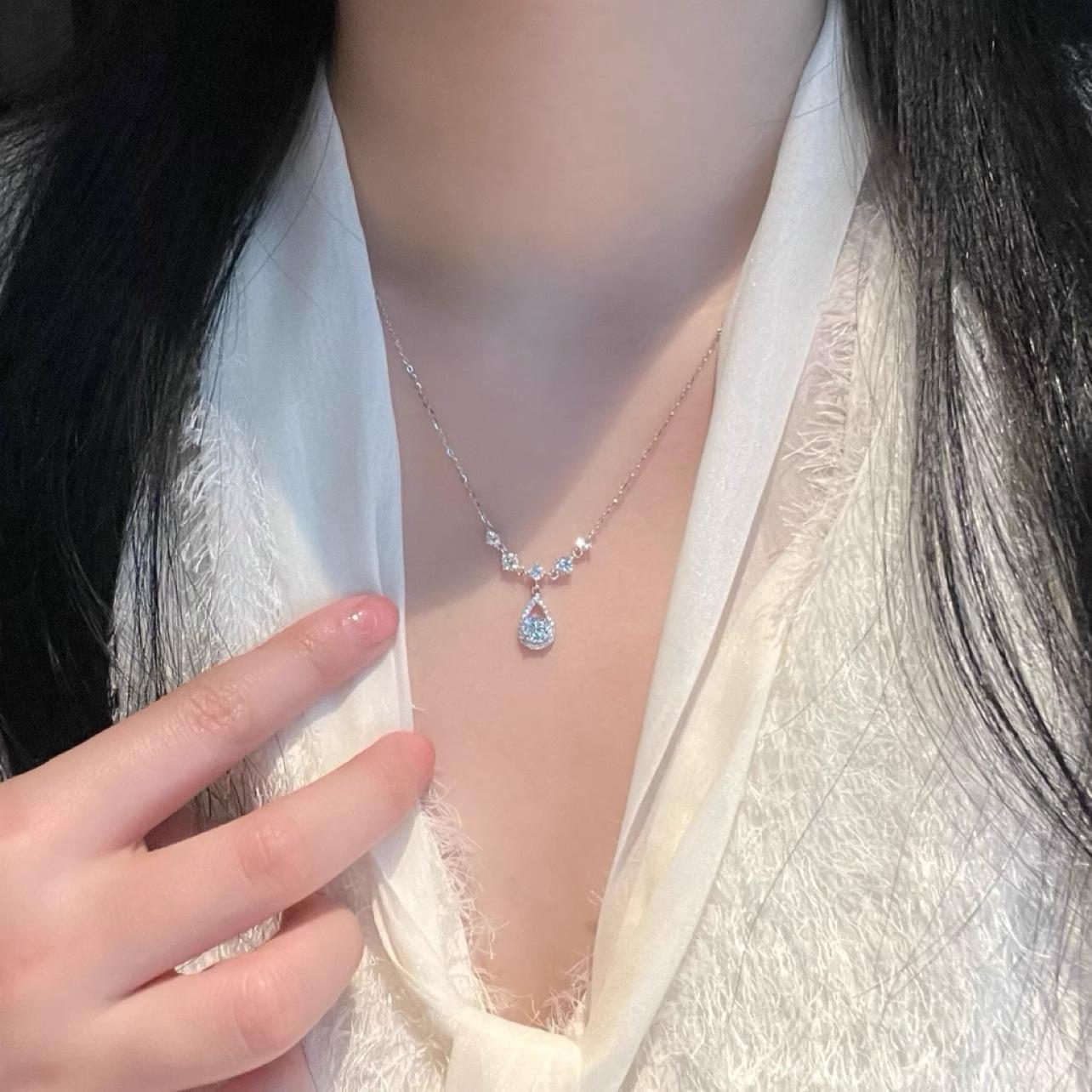 Mermaid s Tear S999 Sterling Silver Necklace for Women: Elegant Clavicle Chain, Perfect Birthday Gift for Her