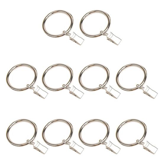 10Pcs Sturdy Metal Curtain Clip Rings Easy To Use Smooth Pull Space-Saving Load-bearing Curtain Rings