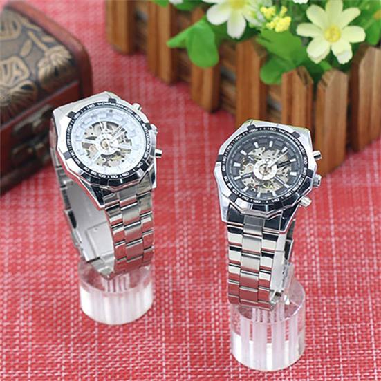 Men Hand-Winding Skeleton Automatic Mechanical Stainless Steel Sport Wrist Watch