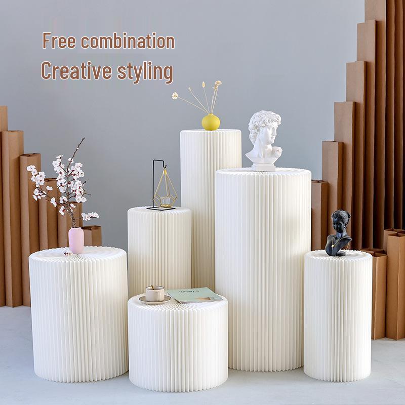 Multi-Layer Folding Exhibition Stand & Wedding Aisle Display Rack with Creative Cylinder Design