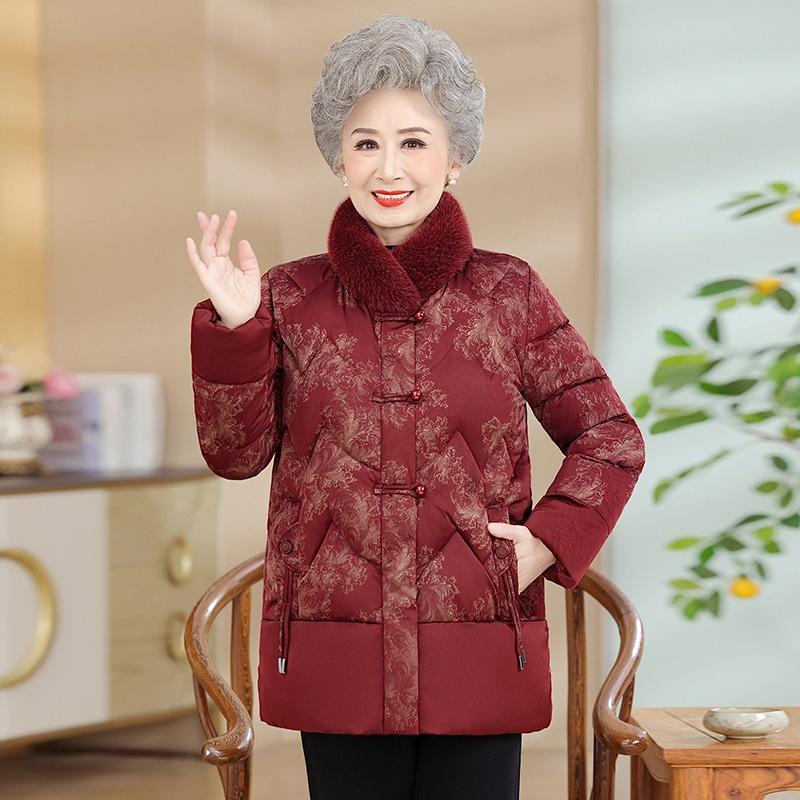 Middle-aged and elderly winter down cotton-padded clothes, new down cotton-padded jackets, old lady cotton-padded jackets
