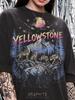 Yellowstone Bison Wolf Pack Eagle Mountain Nature Comfort Colors® Tshirt, Wildlife Animal Lover Vintage Bootleg Retro 90s Graphic Tee