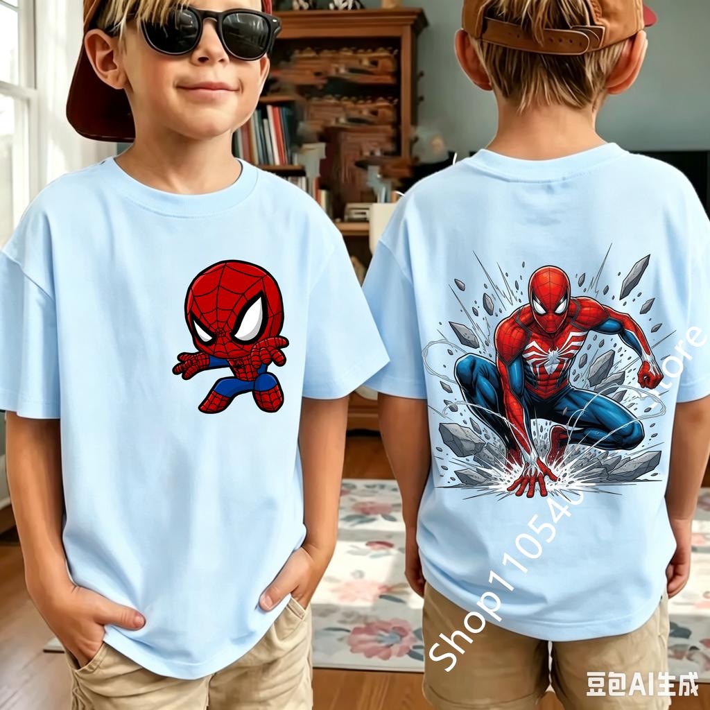 Summer Spider Children's T Shirt Breathable Fabric Classic Character Patterns in A Cute Style Suitable Daily Playwear