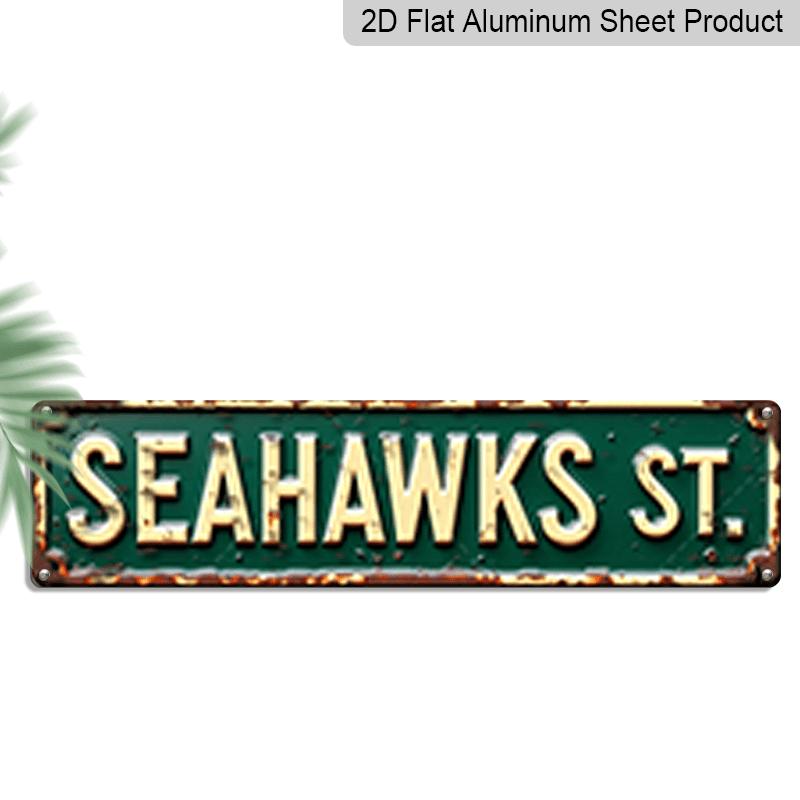 

2D Flat, 1pc Metal Sign, 15.7×3.94inch Rustic Vintage Street Sign Seahawks St. Metal Wall Art for Outdoor Garden or Home Entryway Decor Wall Art 40cm x 10cm