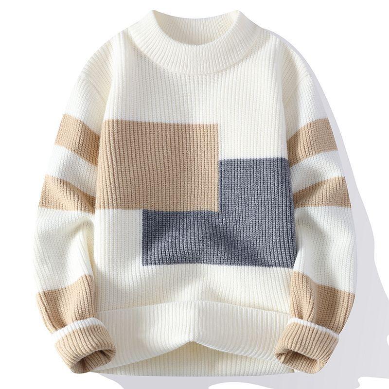 Men's Korean Style Slim-Fit Long-Sleeve Round Neck Sweater - Trendy Autumn/Winter Knitwear for Teenage Students