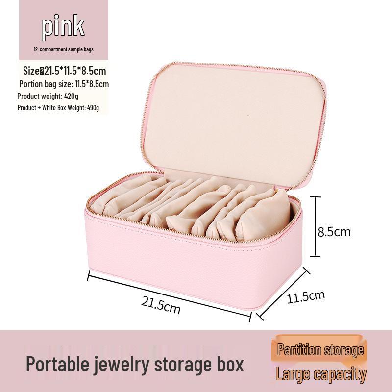 Custom Portable Travel Jewelry Storage Box - 12-Compartment Organizer for Earrings & Studs