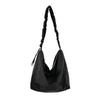 Shoulder bag women's senior sense spring and summer versatile commuter dumpling bag nylon drawstring pleated casual messenger bag women