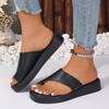 Beach shoes summer large size outer slippers solid color set toe thick sole round head sandals