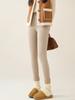 Autumn Winter Rabbit Fleece Sharkskin Leggings Women Casual Basic Thicken Warm Leggings Brown Fleece Lined Tights