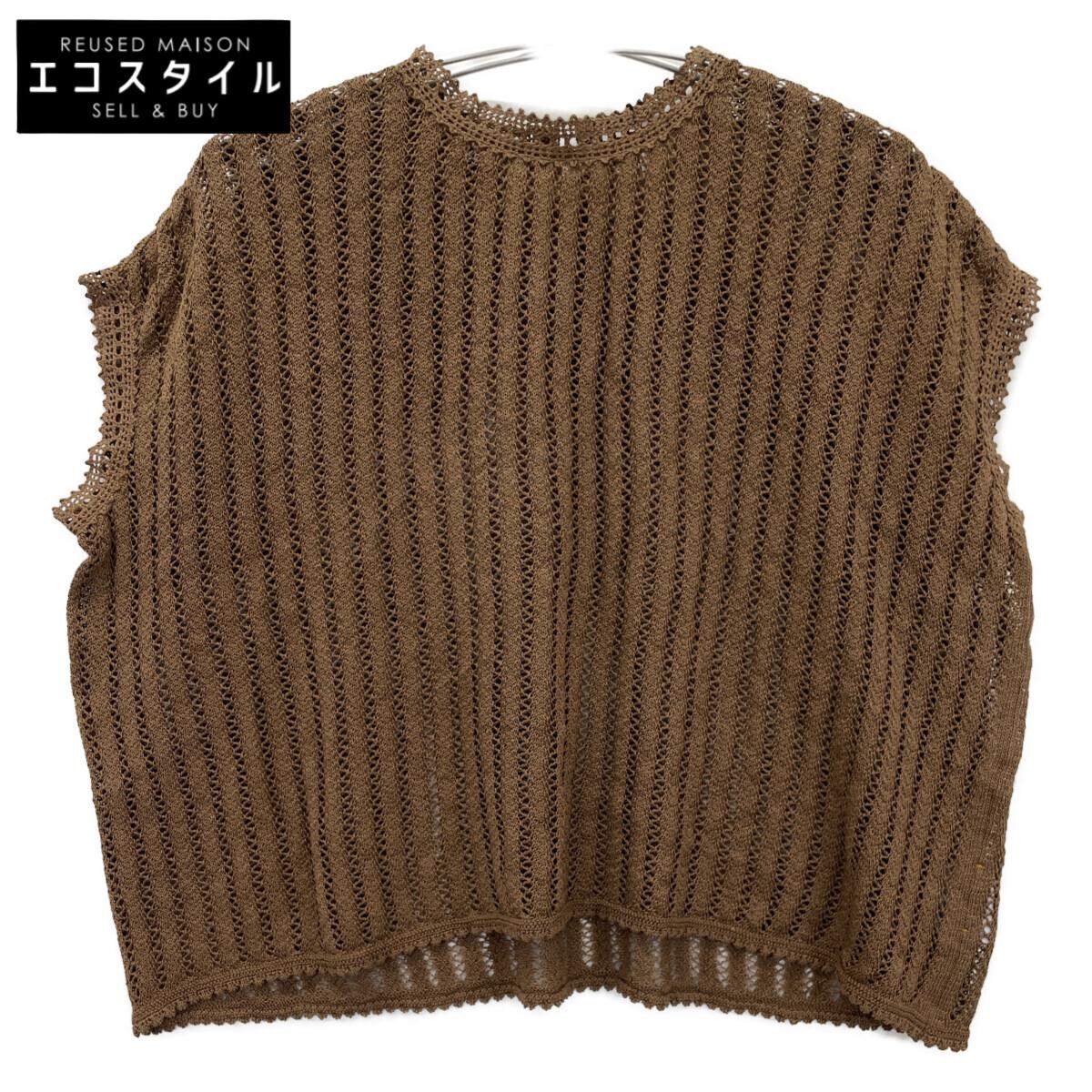

45R 70580062 Brown Gima Knit Sew Lace M-Shirt tops Not written BrownUsed