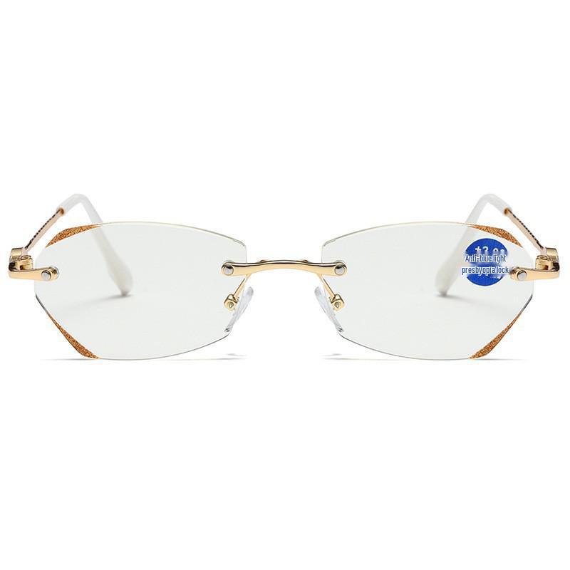 2026 Fashion Unisex Rimless Diamond Cut Anti-Blue Light Reading Glasses