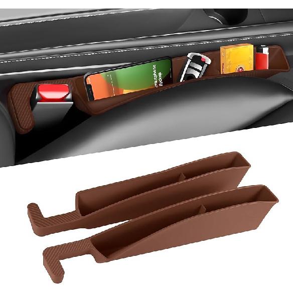 2PCS Car Seat Gap Filler Organizer, Car Seat Organizer, Multifunctional Seat Gap Storage Box For Phone Key, Fill The Gap & Stop Things From Dropping, темно-коричневого