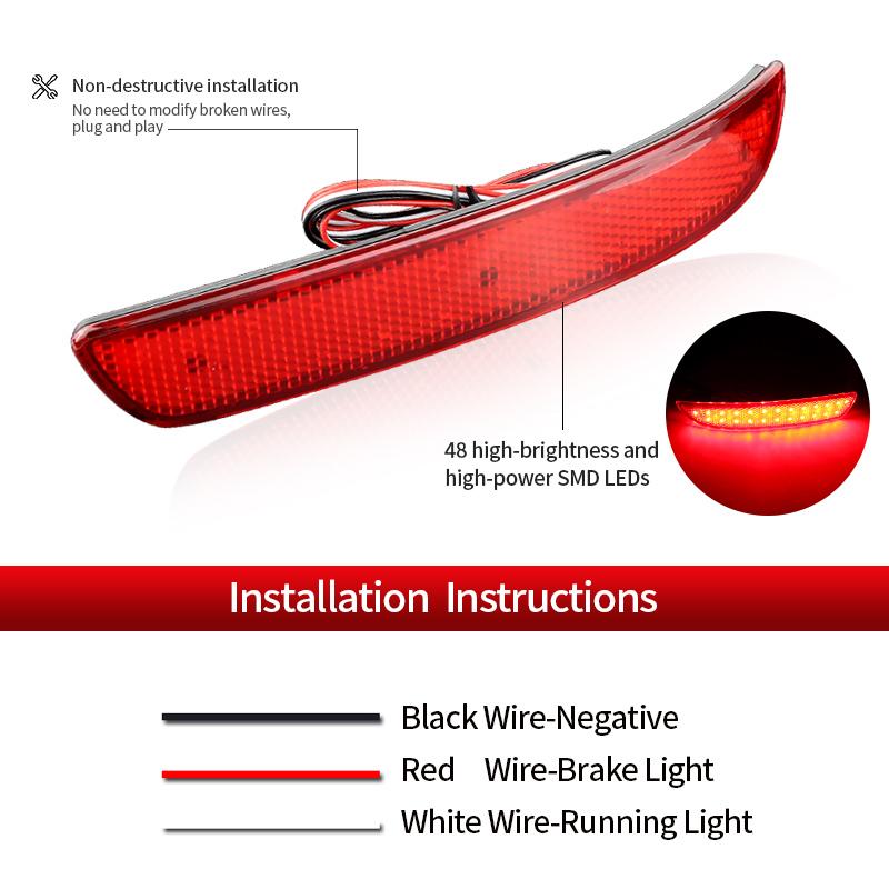 2pcs Car Red LED Rear Bumper Reflector Tail Brake Stop Light Accessories 63147158950/7625714988463 For BMW X5 E70 M 2006-2013
