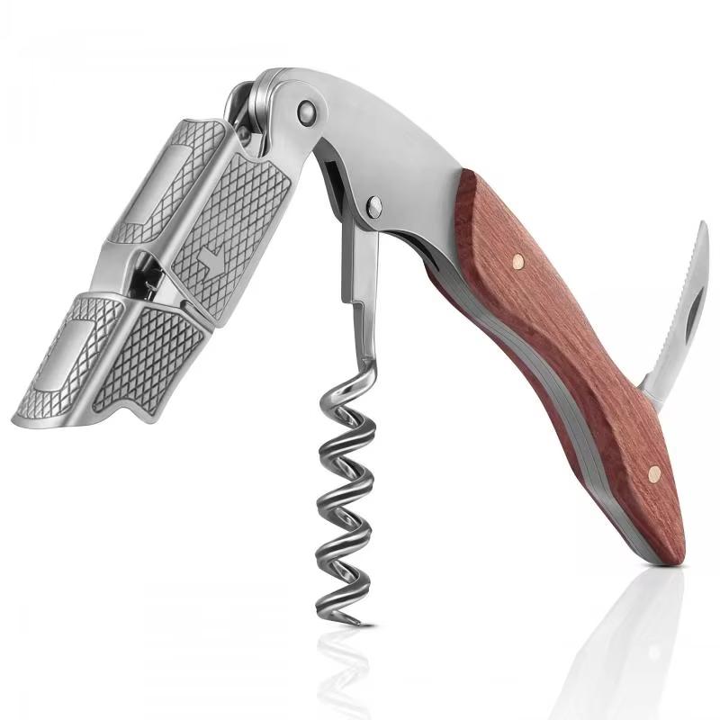 Stainless Steel Wine Corkscrew Wood Handle Wine Opener Beer Bottle Opener Professional Corkscrew Portable Multifunction Opener
